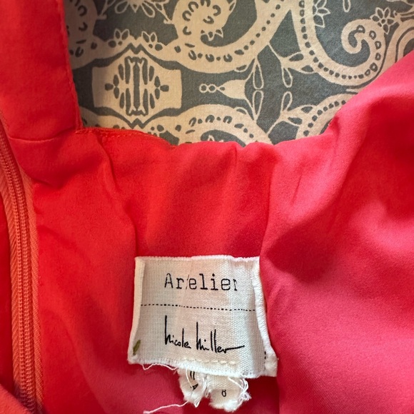 Nicole Miller Artelier Elegant Coral Stretchy  Mini Dress size 8 - Picture 6 of 10